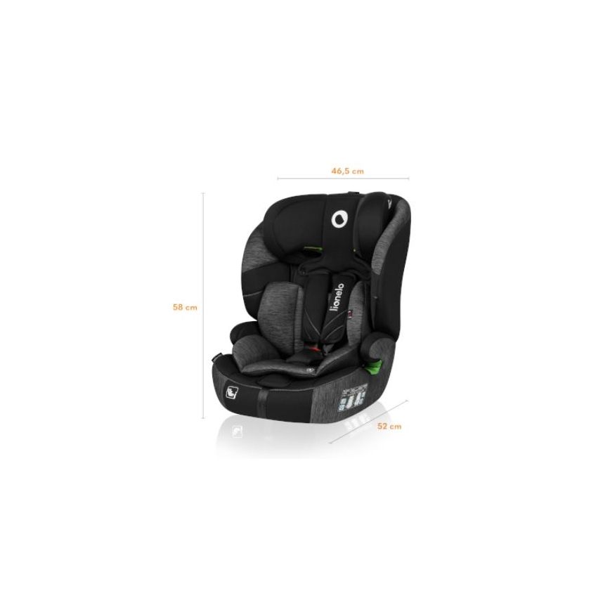 Lionelo - Autokrēsliņš LEVI ONE i-Izmērs 76-150 cm melna/pelēka