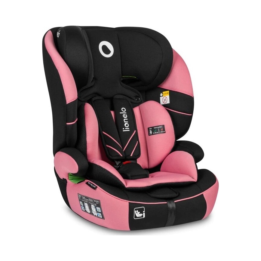 Lionelo - Autokrēsliņš LEVI ONE i-Izmērs 76-150 cm melna/rozā
