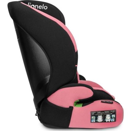 Lionelo - Autokrēsliņš LEVI ONE i-Izmērs 76-150 cm melna/rozā