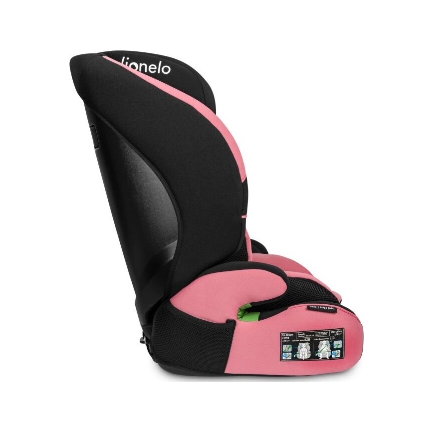 Lionelo - Autokrēsliņš LEVI ONE i-Izmērs 76-150 cm melna/rozā