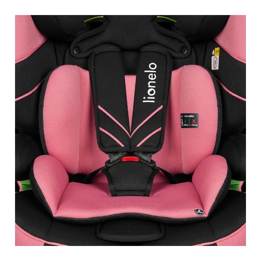 Lionelo - Autokrēsliņš LEVI ONE i-Izmērs 76-150 cm melna/rozā