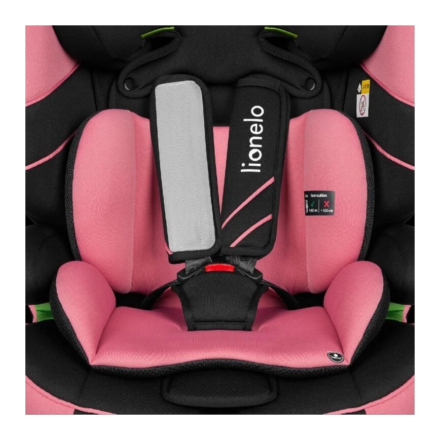 Lionelo - Autokrēsliņš LEVI ONE i-Izmērs 76-150 cm melna/rozā