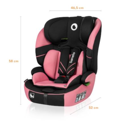 Lionelo - Autokrēsliņš LEVI ONE i-Izmērs 76-150 cm melna/rozā