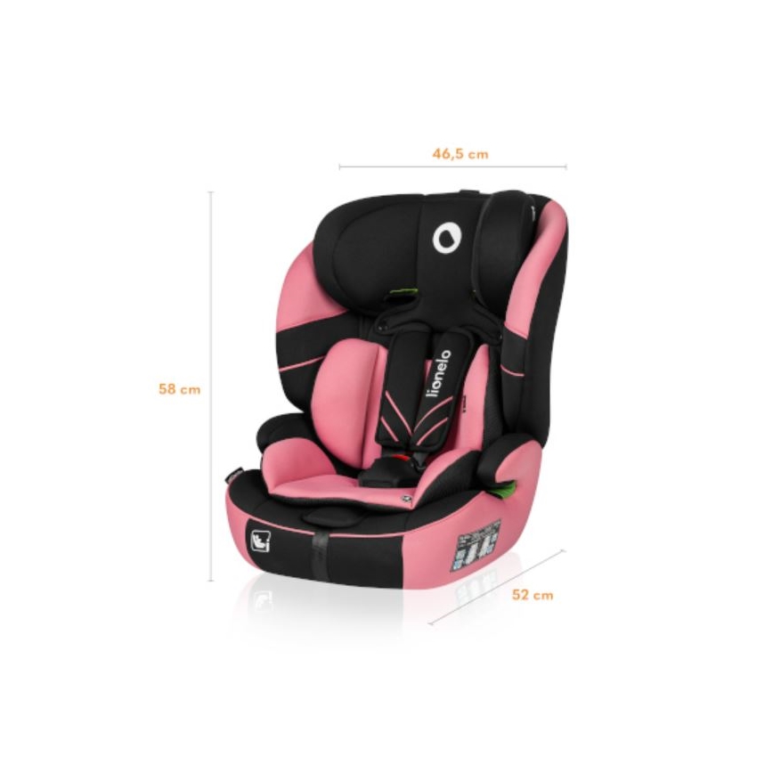 Lionelo - Autokrēsliņš LEVI ONE i-Izmērs 76-150 cm melna/rozā