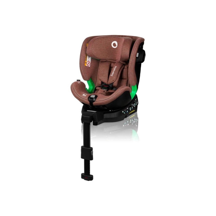 Lionelo - Bērnu autosēdeklis ar bāzi, pagriežams HARMONY i-Size 40-150 cm ķieģeļu krāsā
