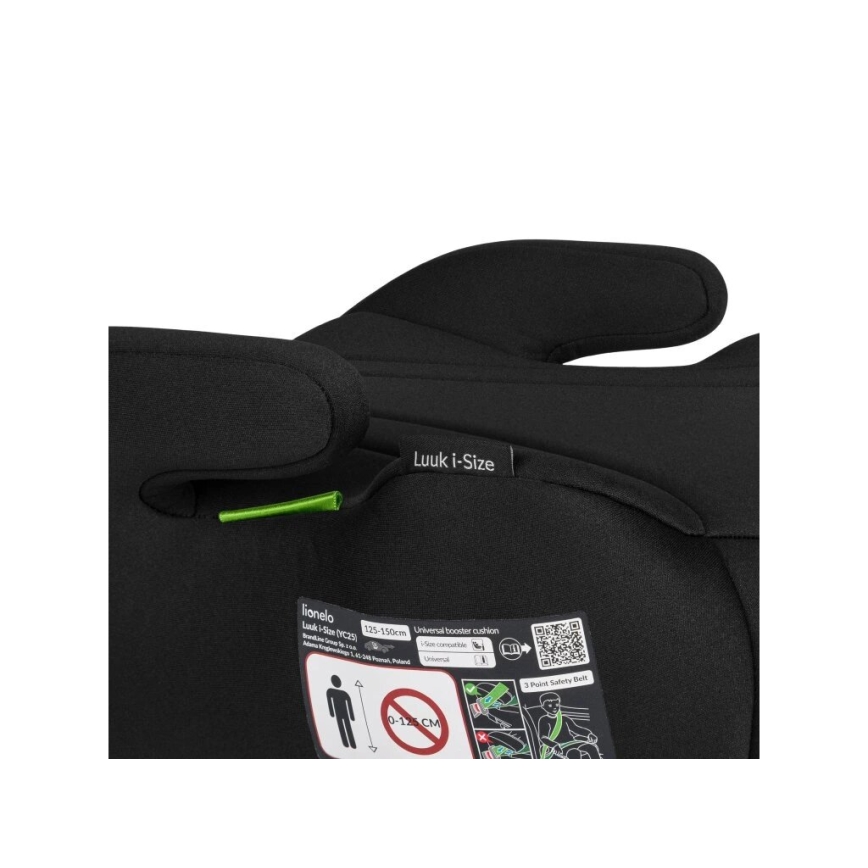 Lionelo - Automašīnas paaugstinājuma krēsliņš LUUK i-Izmērs 125-150 cm melna