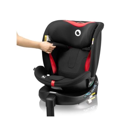 Lionelo - Autosēdeklis ar bāzi, pagriežams NAVY i-Size 40-150 cm melns/sarkans