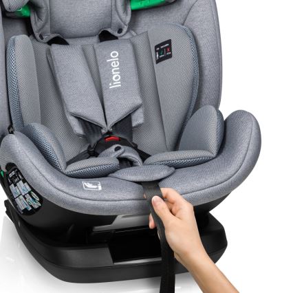 Lionelo - Autosēdeklis ar pagriežamu bāzi LAVENDER i-Size 76-150 cm Akmens pelēks