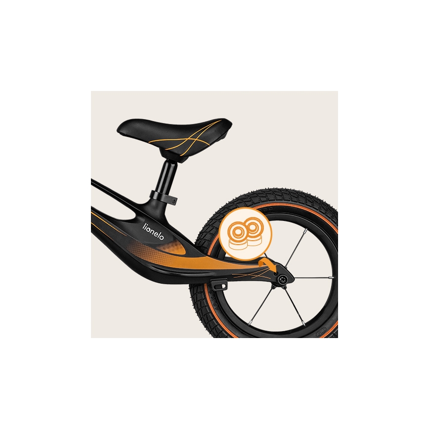 Lionelo - Balansa velosipēds BART AIR melns/oranžs