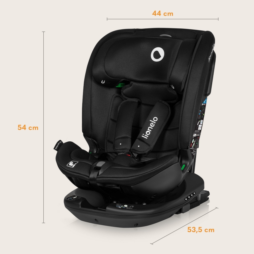 Lionelo BASTIAAN i-Size bērnu autosēdeklis ar pagriežamu bāzi, 40-150 cm, Black Carbon