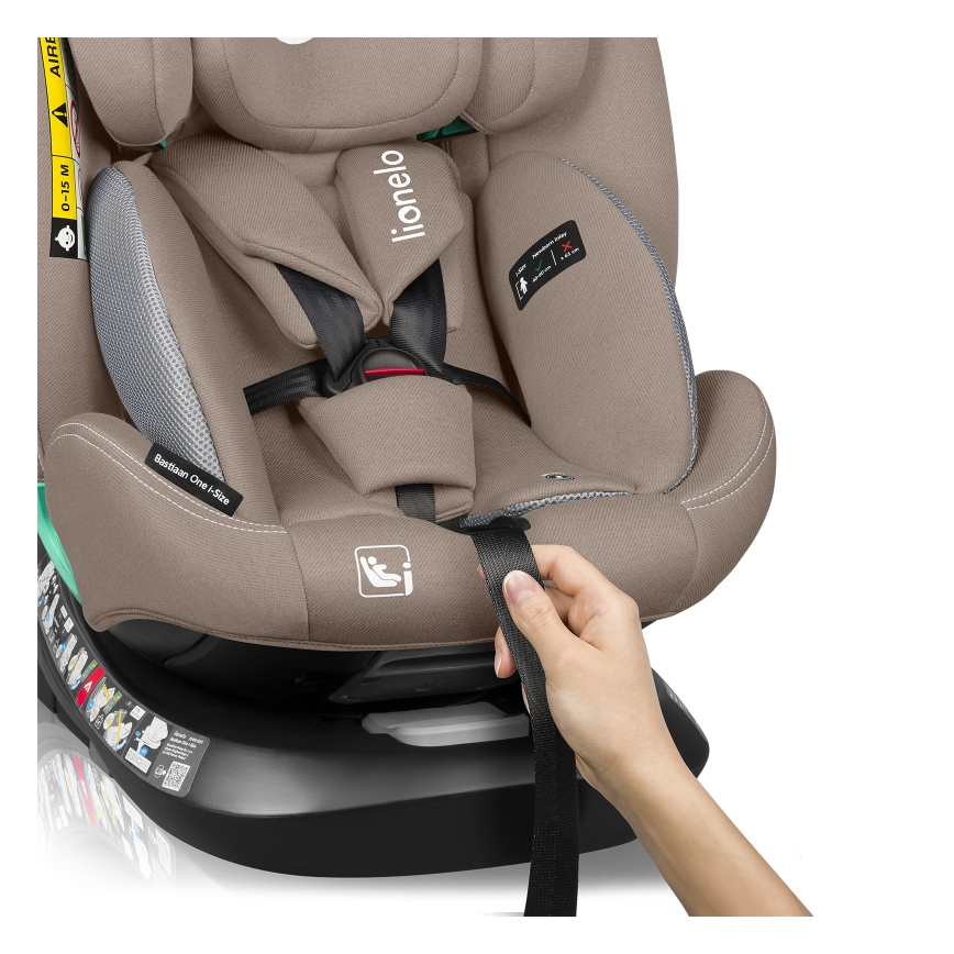 Lionelo - Bērnu autosēdeklis ar rotējošu bāzi BASTIAAN ONE i-Size 40-150 cm smilškrāsas