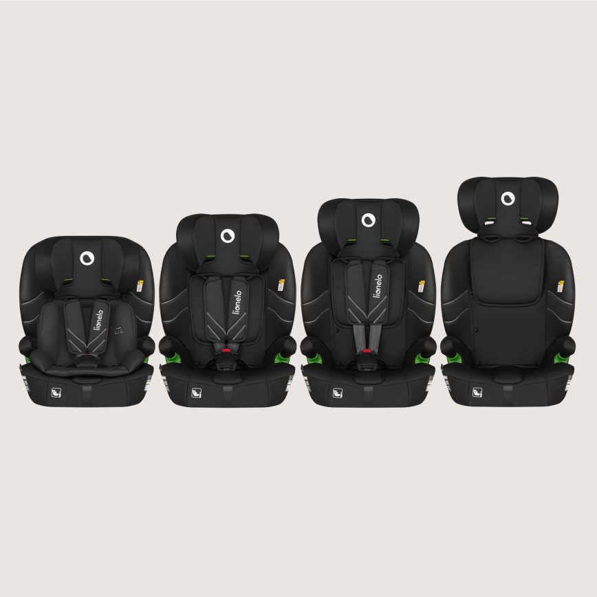 Lionelo - Bērnu auto sēdeklis LEVI FIX i-Size 76-150 cm Melns Karbons