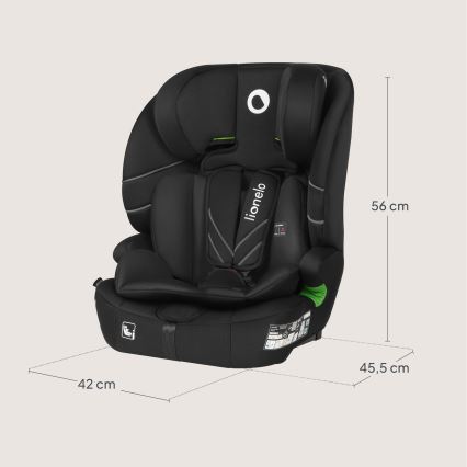 Lionelo - Bērnu auto sēdeklis LEVI FIX i-Size 76-150 cm Melns Karbons