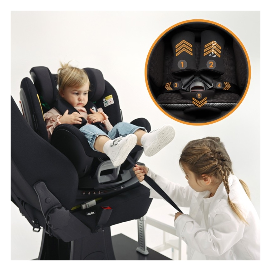 Lionelo - Bērnu autosēdeklis ar rotējošu bāzi ANTOON PLUS i-Size 40-105 cm Melns Onikss