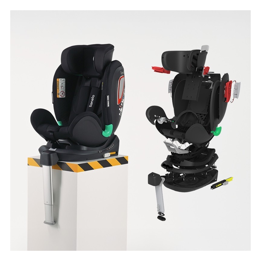 Lionelo - Bērnu autosēdeklis ar rotējošu bāzi ANTOON PLUS i-Size 40-105 cm Melns Onikss