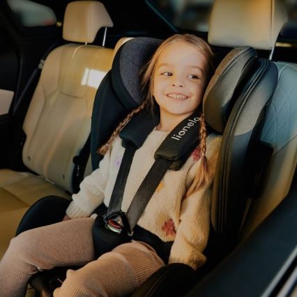 Lionelo - Bērnu autokrēsls ar pagriežamu bāzi HARPER i-Size 76-150 cm Black Carbon