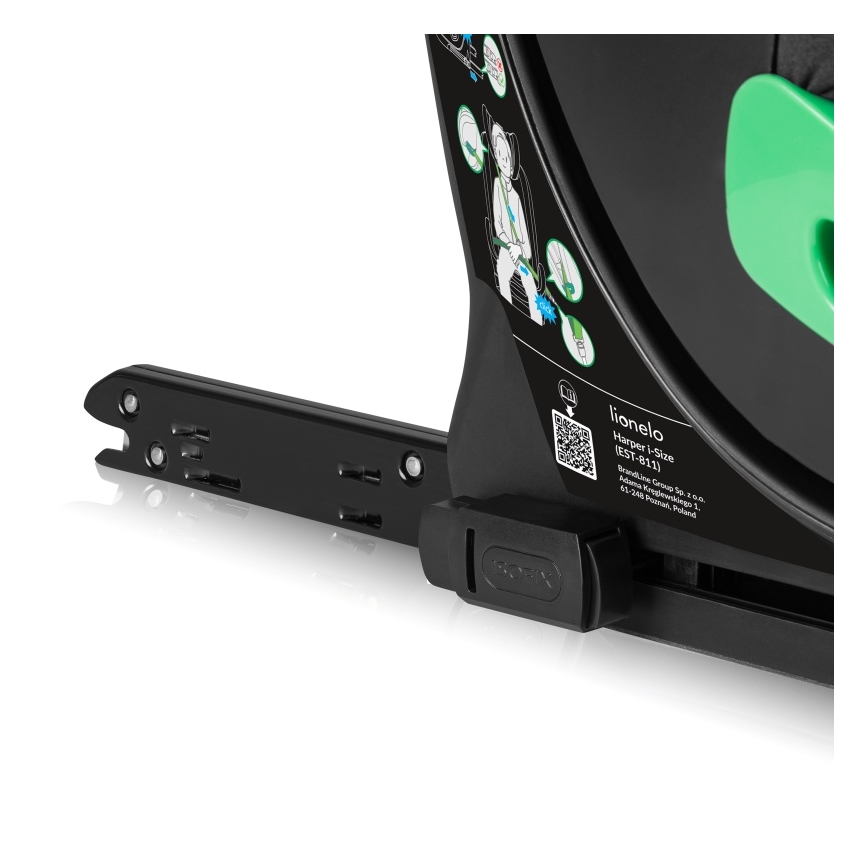 Lionelo - Bērnu autokrēsls ar pagriežamu bāzi HARPER i-Size 76-150 cm Black Carbon