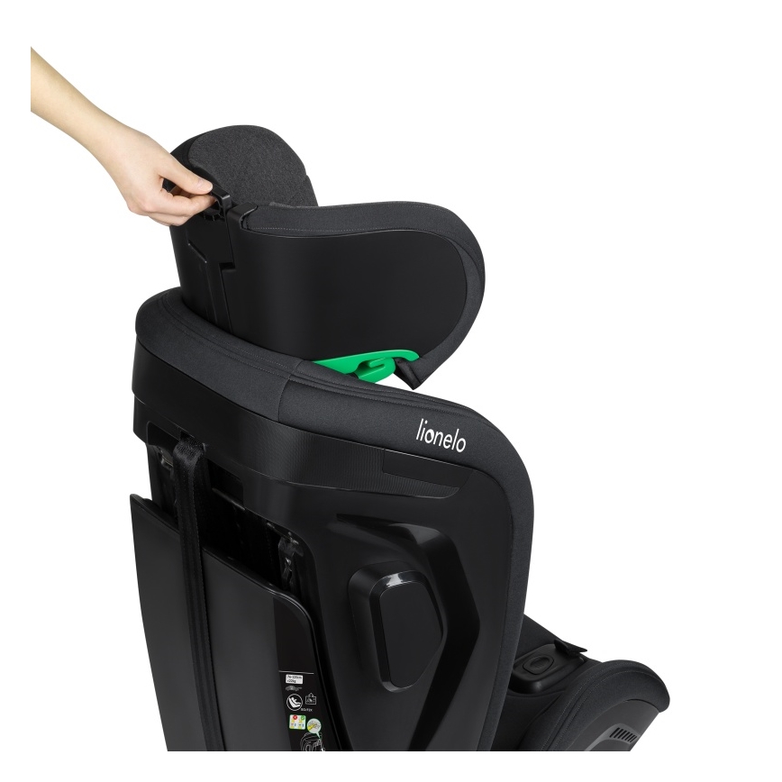 Lionelo - Bērnu autokrēsls ar pagriežamu bāzi HARPER i-Size 76-150 cm Black Carbon