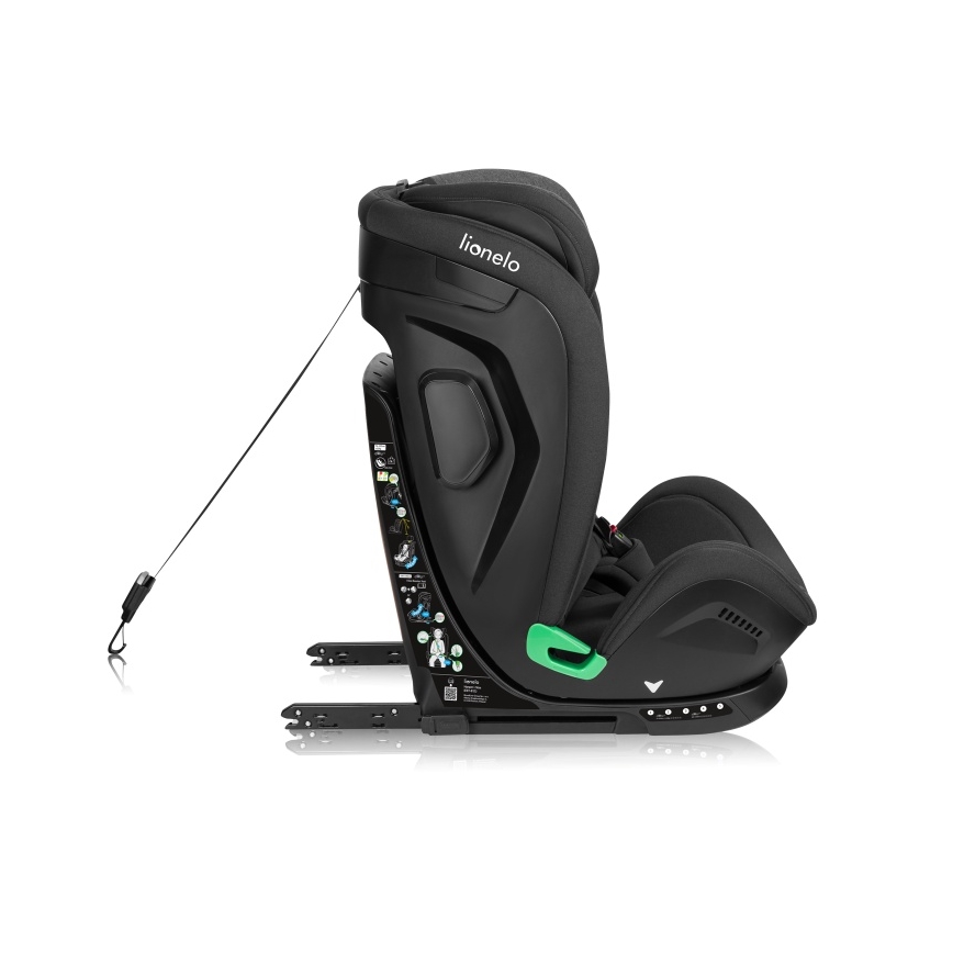 Lionelo - Bērnu autokrēsls ar pagriežamu bāzi HARPER i-Size 76-150 cm Black Carbon