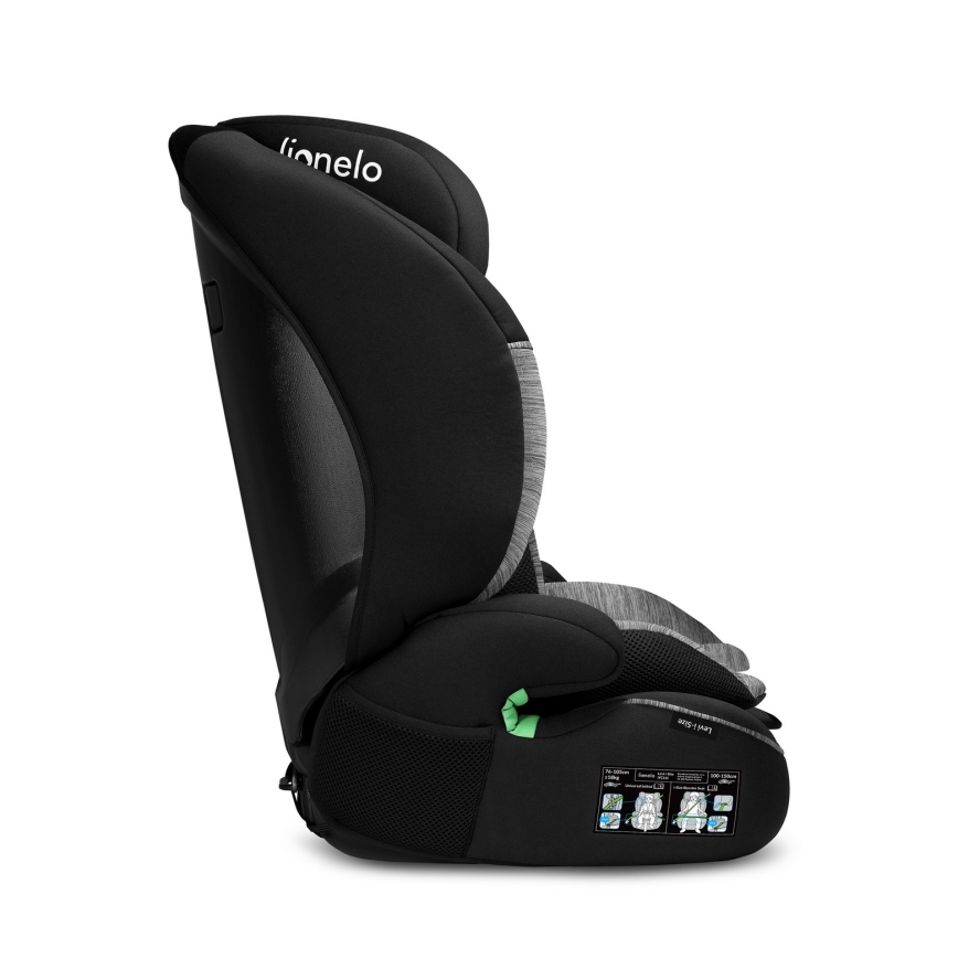 Lionelo - Bērnu autokrēsls LEVI i-Size 76-150 cm, melns/pelēks