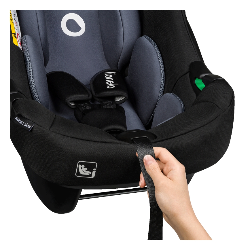 Lionelo - Bērnu autosēdeklis ar bāzi ASTRID SET i-Size 40-87 cm melns/pelēgs