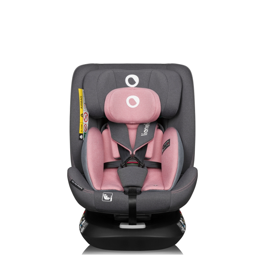 Lionelo - Pagriežams bērnu autosēdeklis ar bāzi BASTIAAN ONE i-Size 40-150 cm rozā