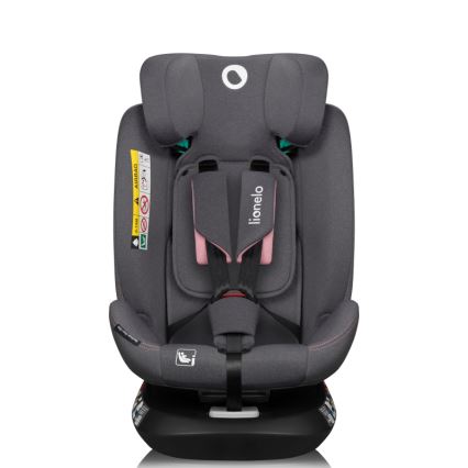 Lionelo - Pagriežams bērnu autosēdeklis ar bāzi BASTIAAN ONE i-Size 40-150 cm rozā