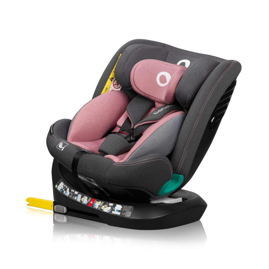 Lionelo - Pagriežams bērnu autosēdeklis ar bāzi BASTIAAN ONE i-Size 40-150 cm rozā