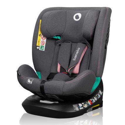 Lionelo - Pagriežams bērnu autosēdeklis ar bāzi BASTIAAN ONE i-Size 40-150 cm rozā