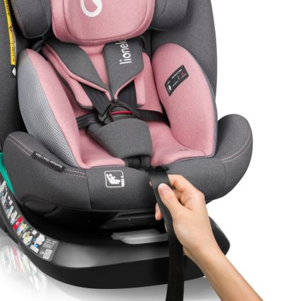 Lionelo - Pagriežams bērnu autosēdeklis ar bāzi BASTIAAN ONE i-Size 40-150 cm rozā