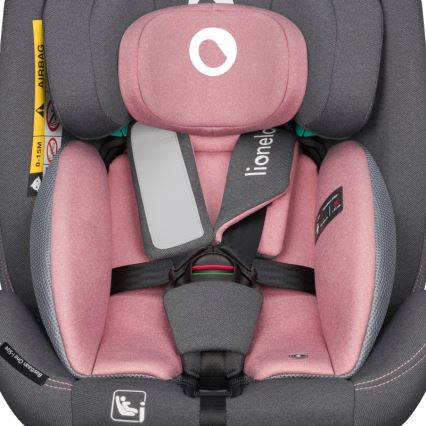 Lionelo - Pagriežams bērnu autosēdeklis ar bāzi BASTIAAN ONE i-Size 40-150 cm rozā