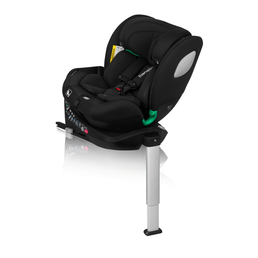 Lionelo - Pagriežams autosēdeklis ar bāzi BRAAM AIR i-Size 40-150 cm Melns Carbon