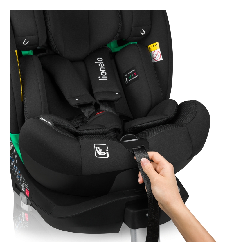 Lionelo - Pagriežams autosēdeklis ar bāzi BRAAM AIR i-Size 40-150 cm Melns Carbon