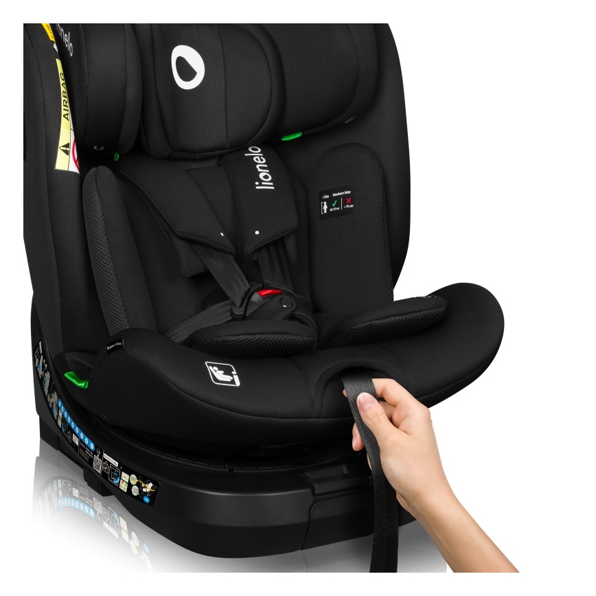 Lionelo - Bērnu autosēdeklis ar bāzi, pagriezams BRAVE i-Size 40-150 cm Black Carbon