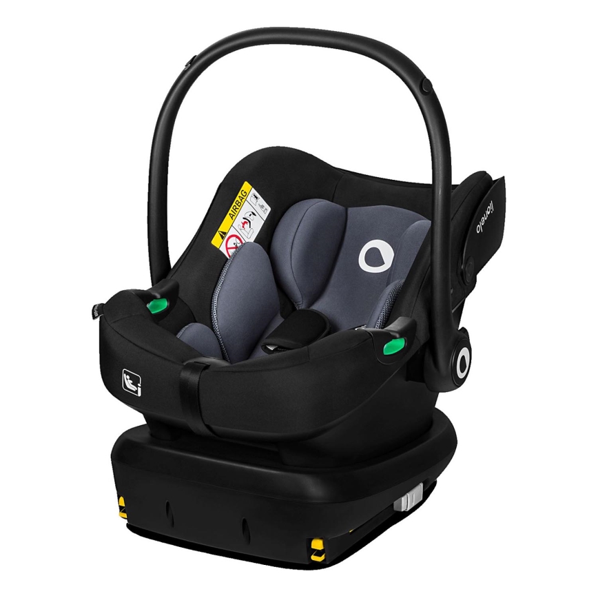 Lionelo - Bērnu autosēdeklis ar pagriežamu bāzi ASTRID SET i-Size 40-87 cm Melns/gaiši pelēks