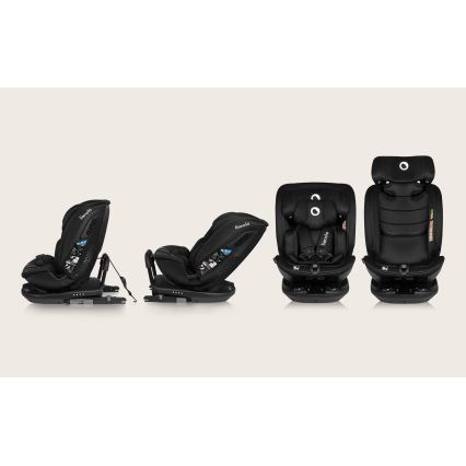 Lionelo - Bērnu autosēdeklis ar pagriežamu bāzi BASTIAAN i-Size 40-150 cm Black Carbon