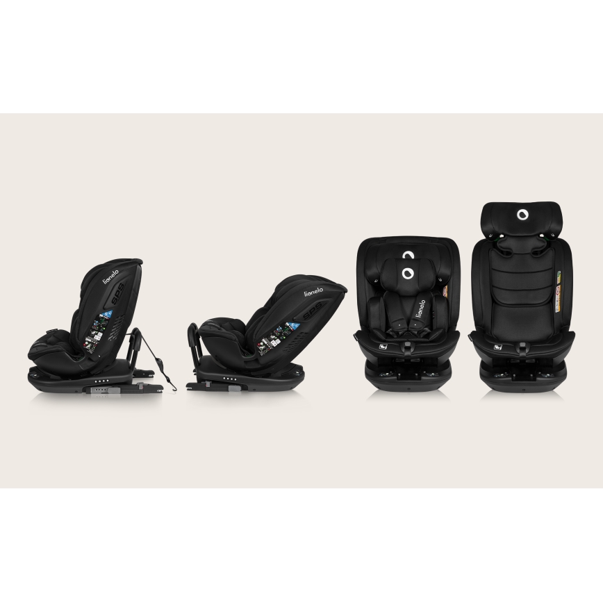 Lionelo - Bērnu autosēdeklis ar pagriežamu bāzi BASTIAAN i-Size 40-150 cm Black Carbon