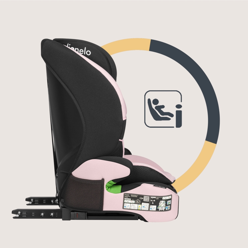 Lionelo - Bērnu autosēdeklis LEVI FIX i-Size 76-150 cm rozā