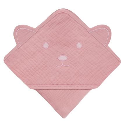 Lionelo - Bērnu dvieļi ar kapuci MUSLIN HOODED TOWEL Rozā bērnam