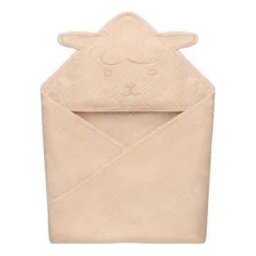 Lionelo - Bērnu dvielis ar kapuci MUSLIN HOODED TOWEL Bežs Kafija