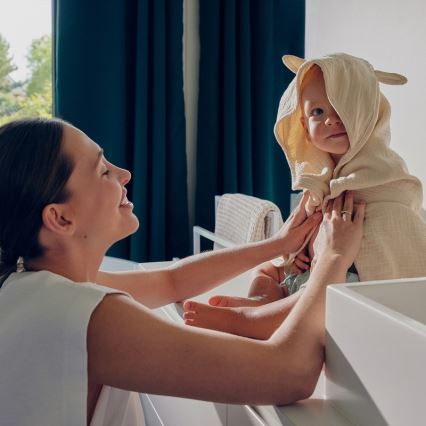 Lionelo - Bērnu dvielis ar kapuci MUSLIN HOODED TOWEL Bežs Kafija