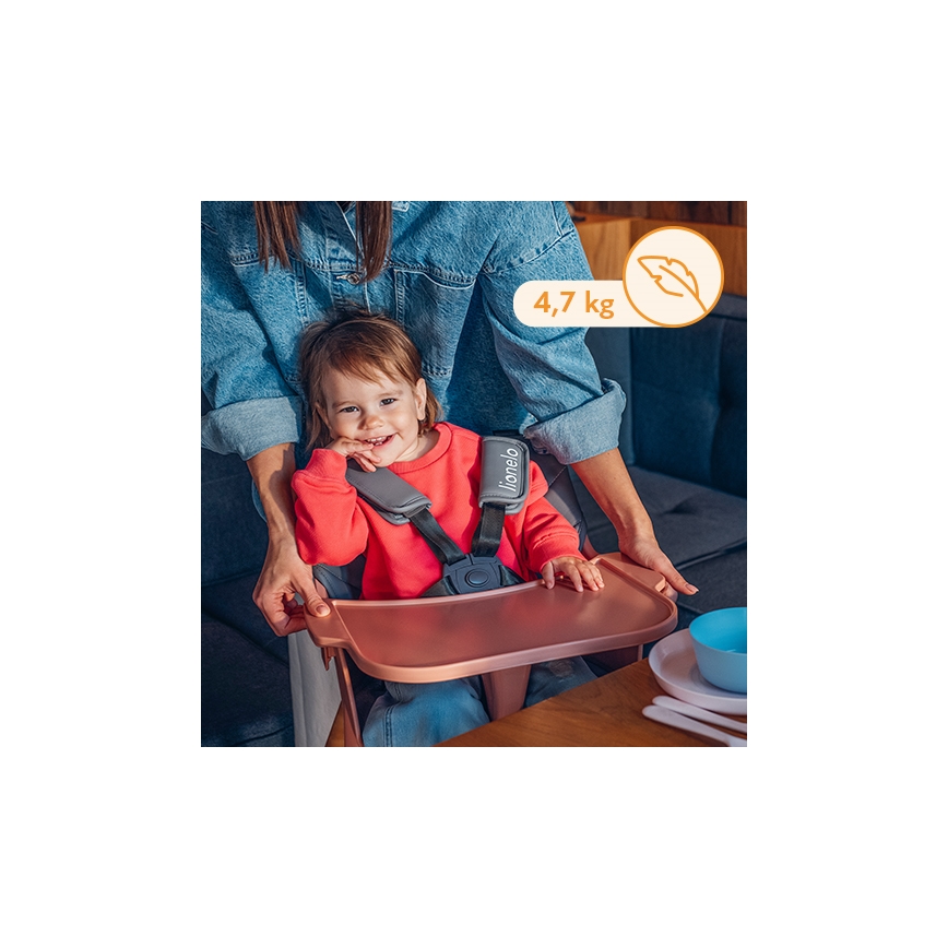 Lionelo - Bērnu ēdamkrēsls 2v1 KOEN Pink Rose