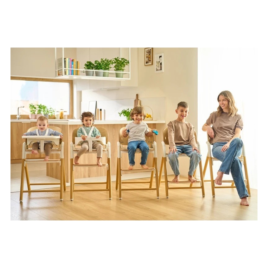 Lionelo - Bērnu ēdamkrēsls 3 in 1 CELIA White Natural Wood