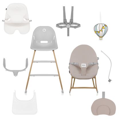 Lionelo - Bērnu ēdamkrēsls 4 vienā DALIA SET Grey Stone Natural