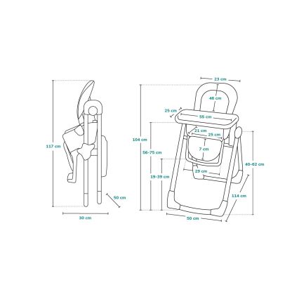 Lionelo - Bērnu ēdamkrēsls LINN PLUS balts/bēšs