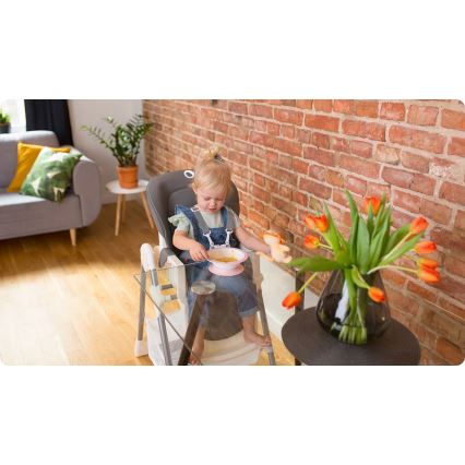 Lionelo - Bērnu ēdamkrēsls LINN PLUS balts/pelēks