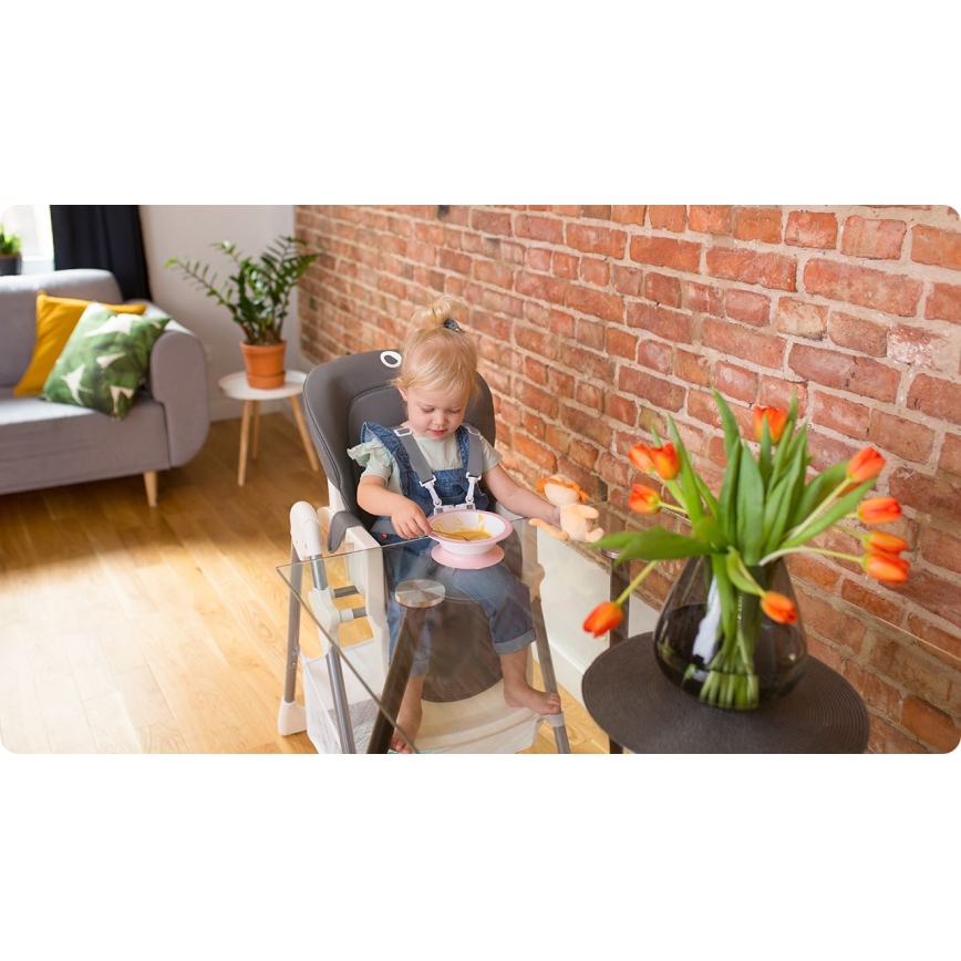 Lionelo - Bērnu ēdamkrēsls LINN PLUS balts/pelēks
