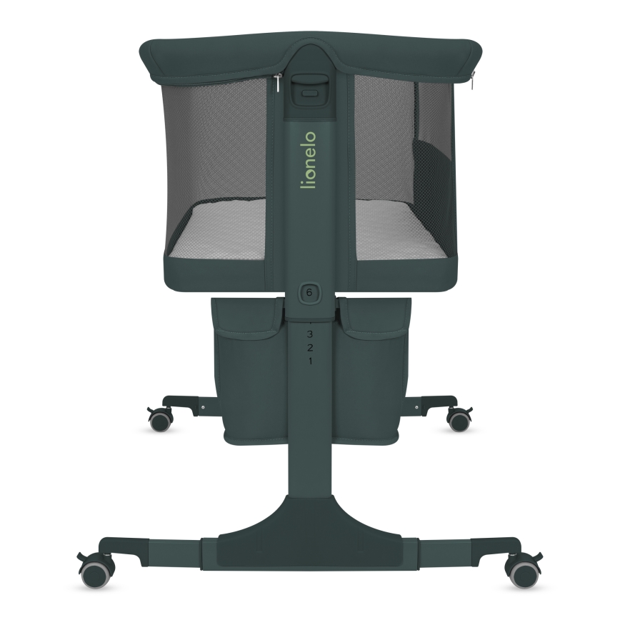 Lionelo - Bērnu gultiņa 3-in-1 JODIE, zaļa/grafīta