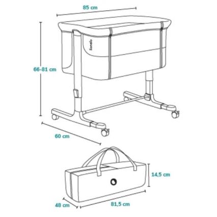 Lionelo - Bērnu gultiņa 3 vienā AURORA melna