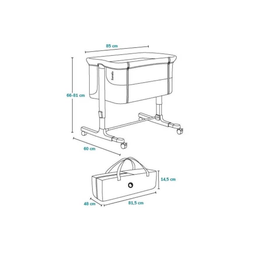Lionelo - Bērnu gultiņa 3 vienā AURORA melna